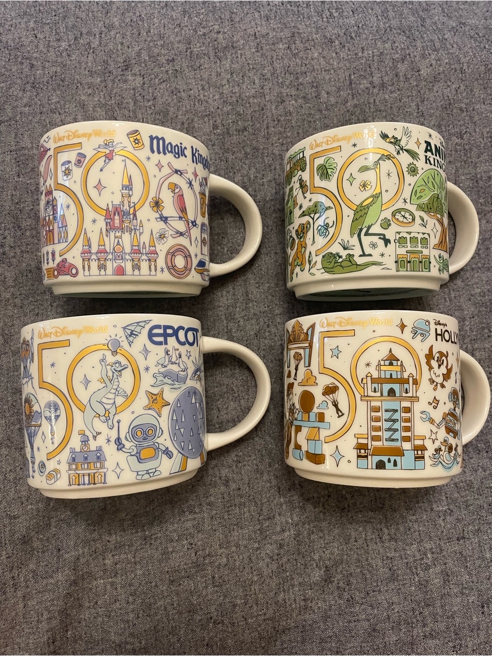 STARBUCKS Walt Disney World 50th Anniversary Been There Series Mugs Set of 4|EUC